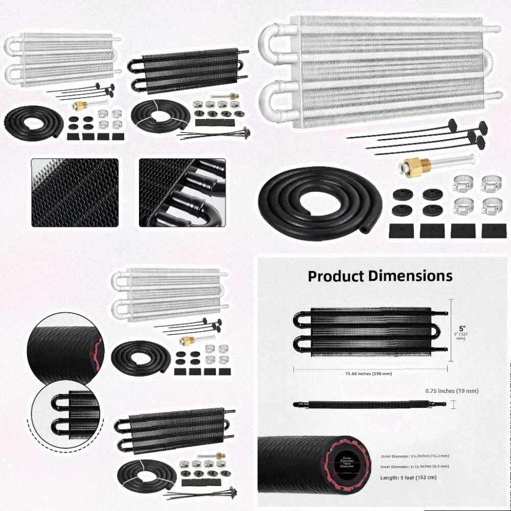 For Towing 15.66 Inches 5 Inches 0.75 Inches Transmission Cooler Aluminum Alloy Construction 4-channel Fin Design