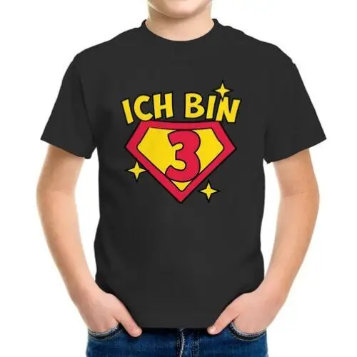 Kinder T-Shirt Superheld Superheldin Geburtstag Alter Motiv lustig