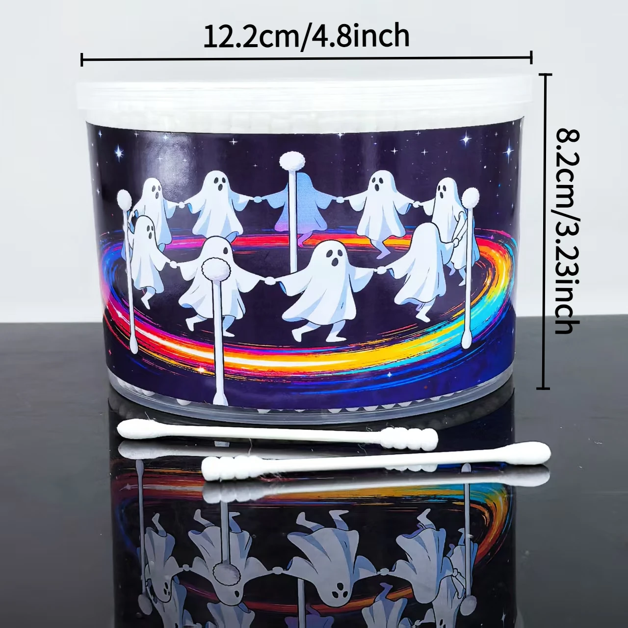 500개 유령 요소 창의적인 면봉 통 이중 헤드 성인용 면봉 할로윈 선물 면봉