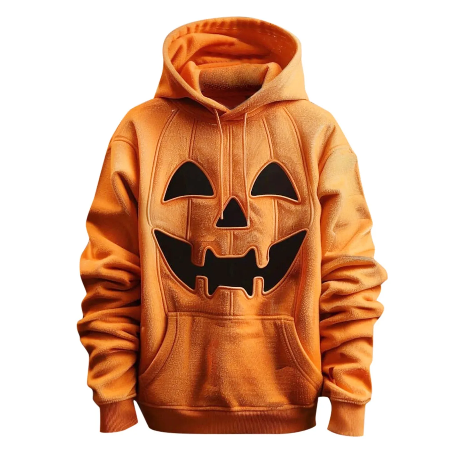 Women's Halloween Hoodies Autumn And Winter Embroidered Pumpkin Face Long Sleeve Sweatshirt Oversized Tops Pullover Y2K Clothing