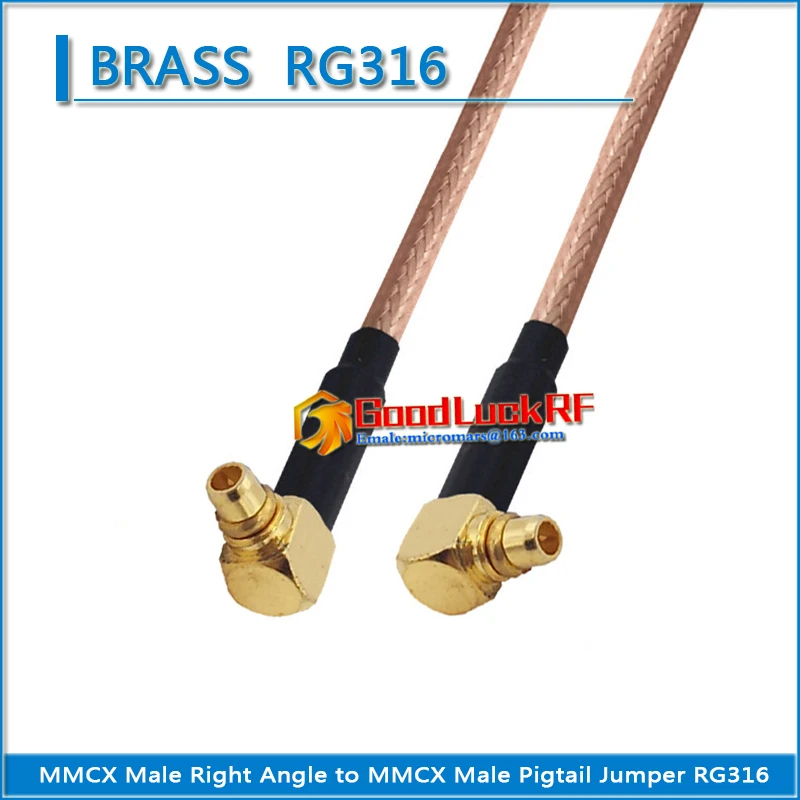 

Dual MMCX Male Right Angle to MMCX Male 90 Degree Plug Pigtail Jumper RG316 Cable Low Loss Type L