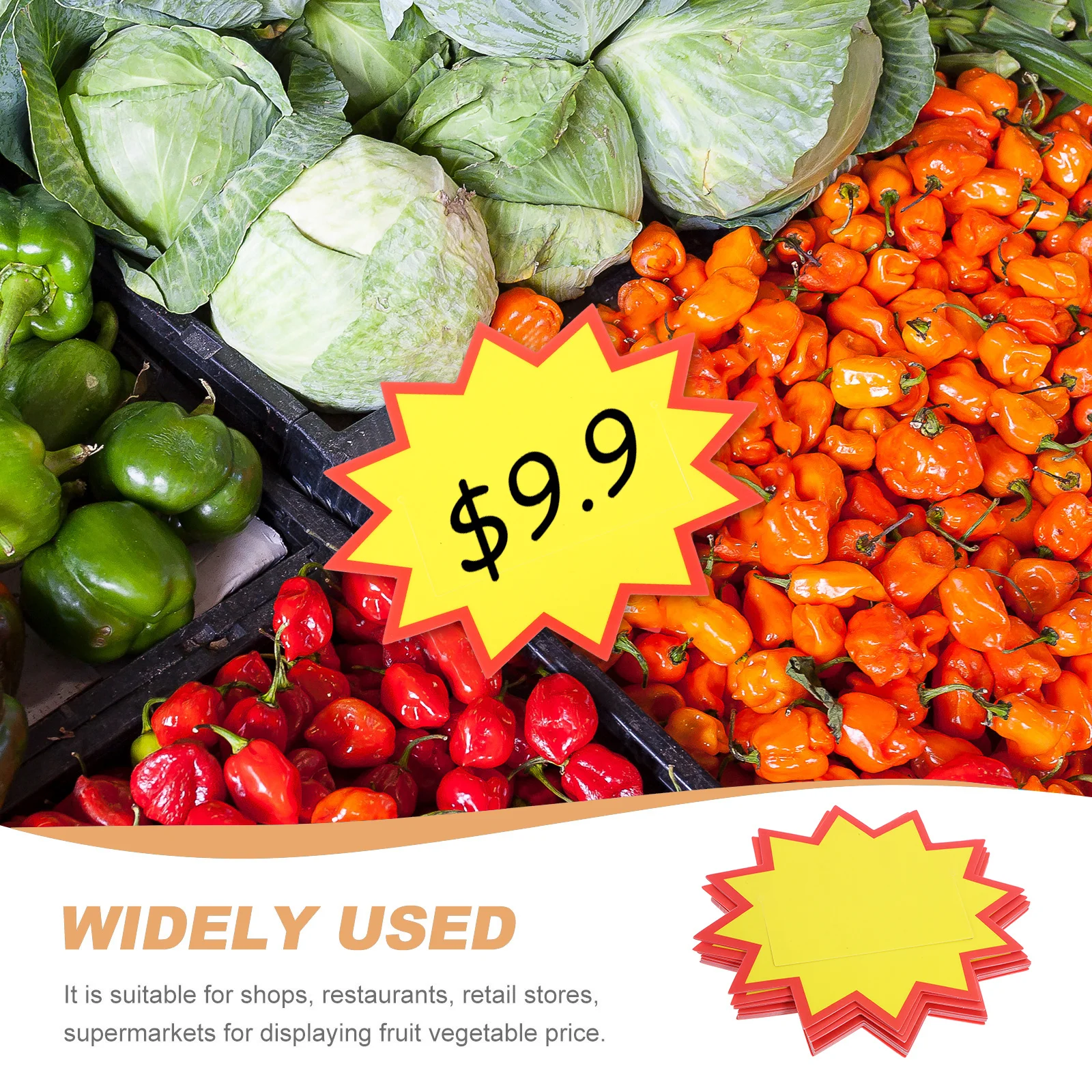 

10Pcs Promotion Price Tag Labels Thick Paper Supermarket Retail Store Fruit Vegetable Price Signs Bright Color Advertising Label