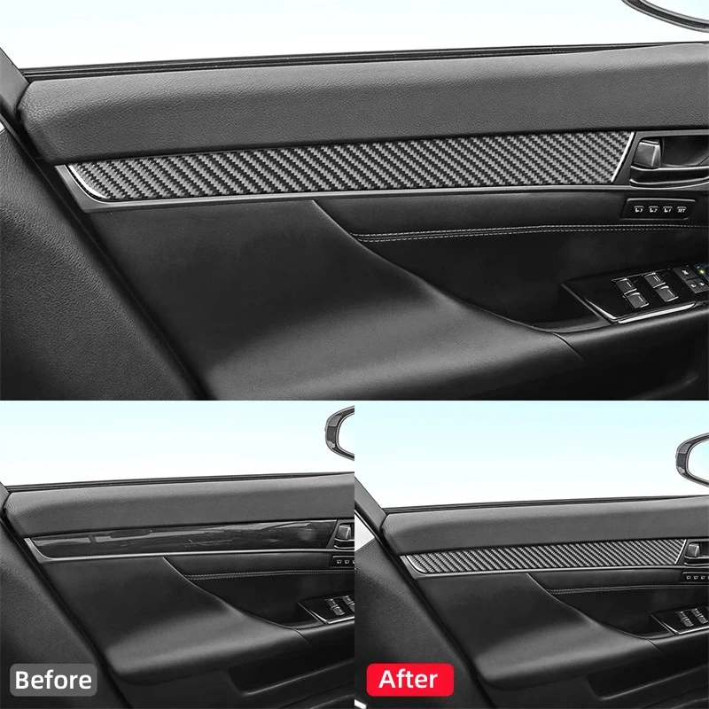 For Lexus GS 2013-2019 Car Interior Accessories Carbon Fiber Door Panel Decorative Strip Trim Cover Decoration Stickers