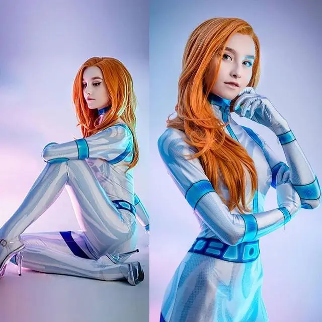 Halloween White Kim Possible Battle Cosplay Costume Shego Superhero Suit Zentai Battle Suit Adults Kids Bodysuit