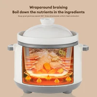 3.8L Multifunctional Electric stew pot Slow Cooker Ceramic Inner Pot Multi-Cooker for Soup Porridge Casserole Household Kitchen 5