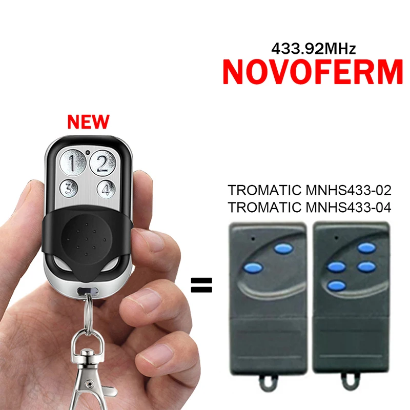 

For NOVOFERM TROMATIC MNHS433 MNHS433-02 MNHS433-04 Garage Remote Control 433MHz Rolling Code Electric Gate Opener Transmitter