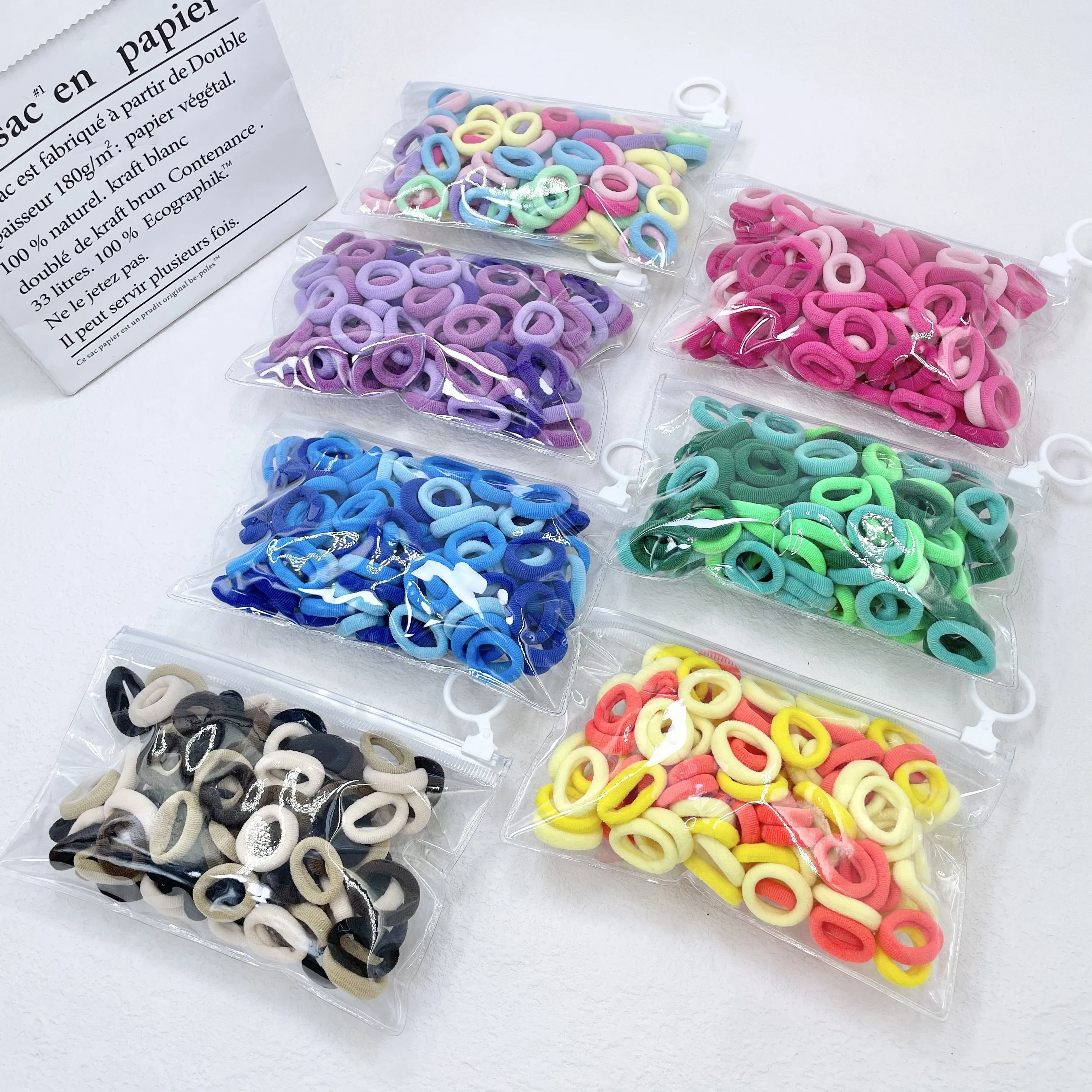 

100/200/300 colorful basic nylon headbands for girls, ponytails, rubber bands, children's fashion hair accessories