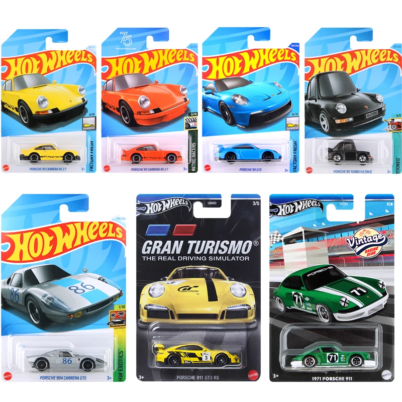 Original Hot Wheels Car Porshce 911 Toys for Boys 1/64 Diecast Turbo Carrera GT3 Vehicles Models Collection Birthday Gift