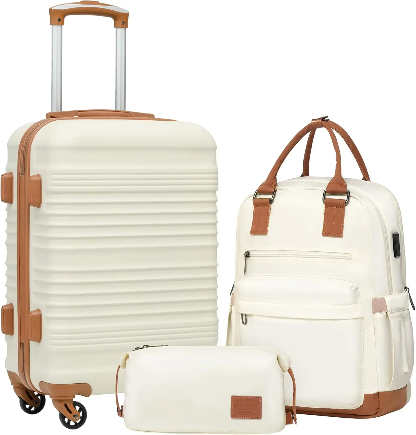 Hardside Conjunto de Bagagem com Rodas Tsa Lock Spinner, Carry On Suitcase, Branco, 3 Piece Set, Bp Tb 2