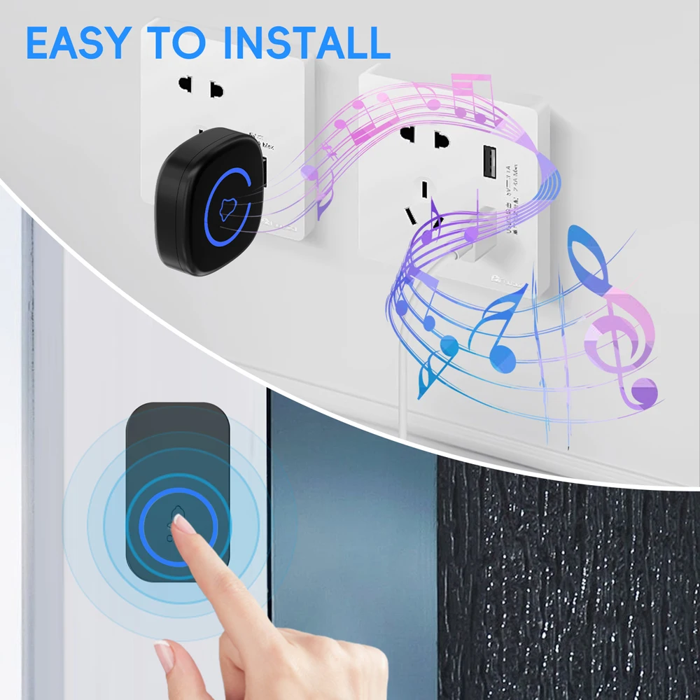 Smart USB Home Doorbell Wireless Security Doorbell Waterproof Outdoor USB Door Bell 60 Songs 5 Volume Adjustable Chime Kit