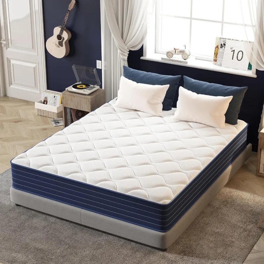 Firm Double Mattress, 12 Inch Full Mattrress with 7-Zone Hybrid Double Bed Mattresses, Pocket Sprung with Firm for Body Support