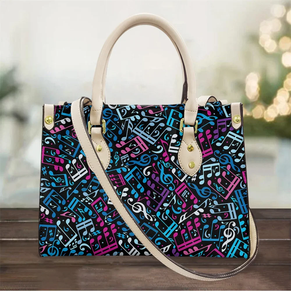 Bolso de hombro con patrón de notas musicales de Piano para Mujer, bolsos de cuero Pu de diseñador de lujo, bolsos cruzados de alta calidad, bolso femenino