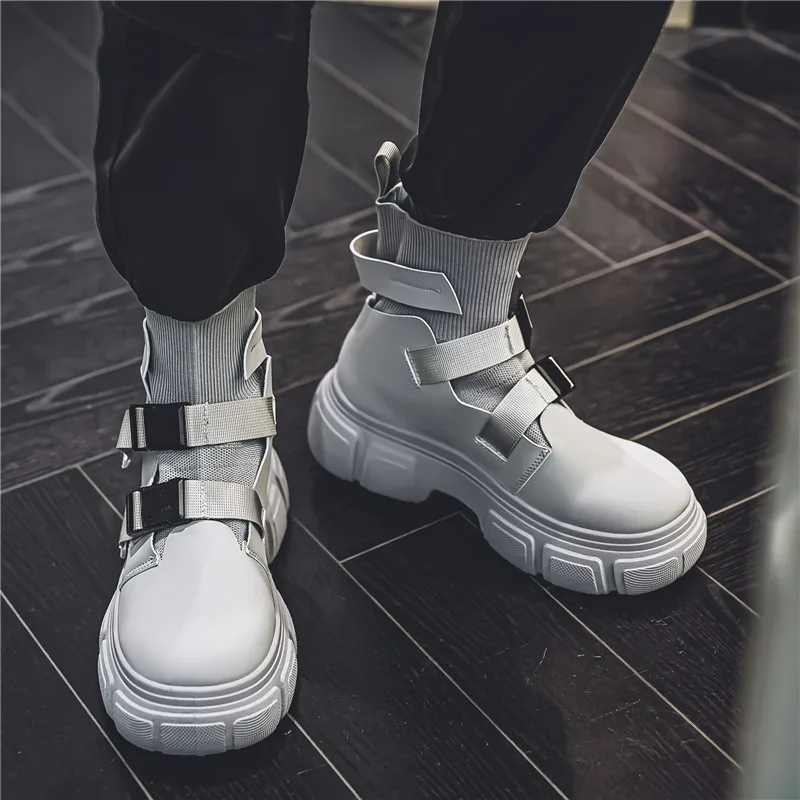 

Shoes for Men Fad Outdoor Tooling Shoes Casual Comfort High-top Mens Boots British Wind Locomotive Boots Shoes Zapatillas Hombre