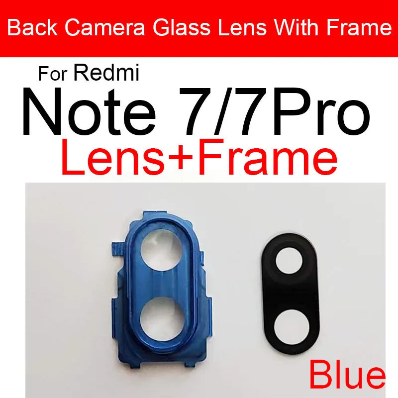 Back Rear Camera Lens Glass Cover For Xiaomi Redmi Note 7 7 Pro Main Big Camera Cover Frame + Sticker Replacement Repair Parts