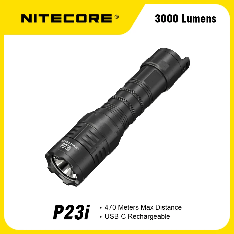 NITECORE P23i 3000 Lumen LED Tactical USB-C Rechargeable Flashlight With Outdoor Hunting Torch STROBE Mode 5000mAh 21700 Battery