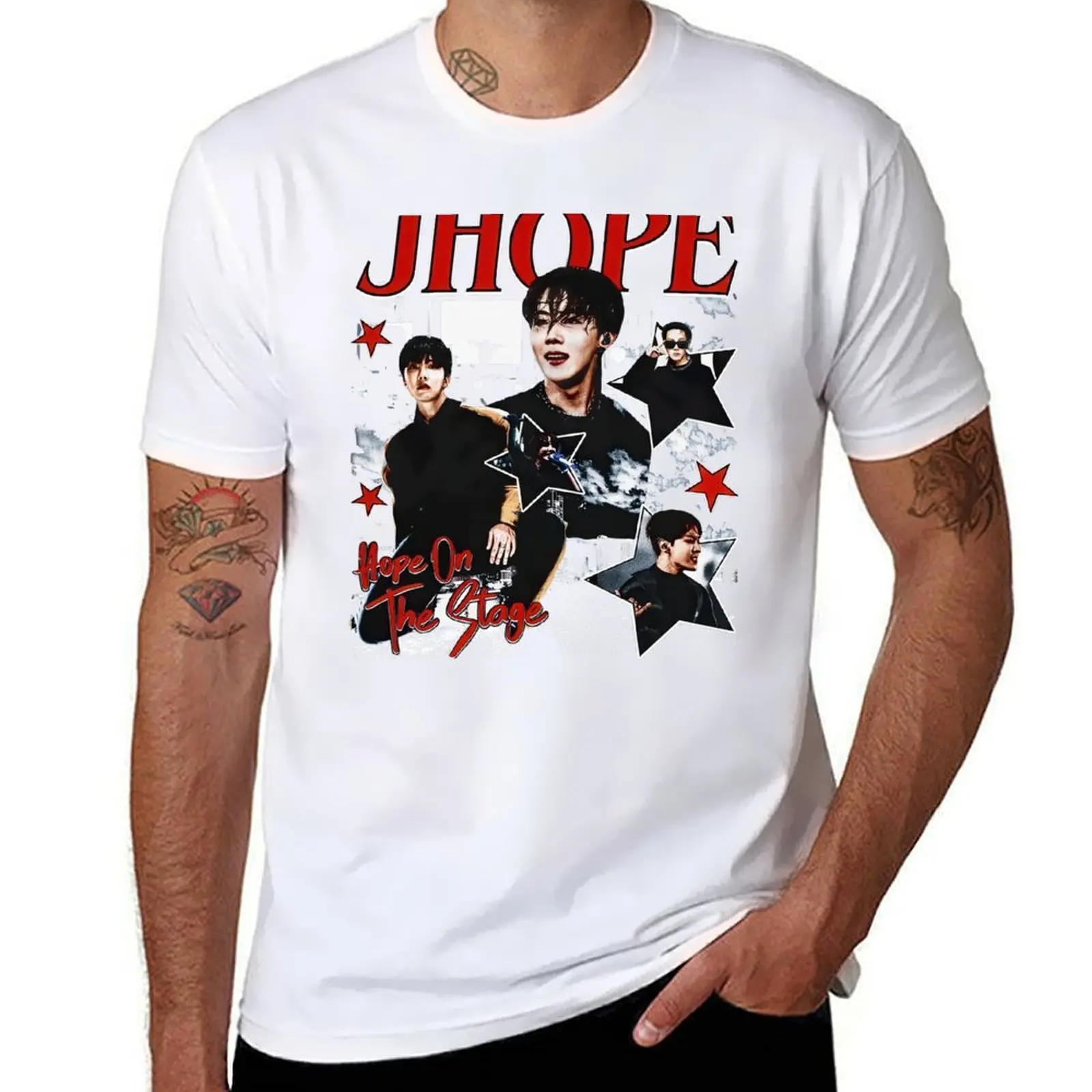 

Jhope Hope On The Stage Vintage T-Shirt t shirts for man slim fit black cotton t-shirt plain for man package T-Shirt