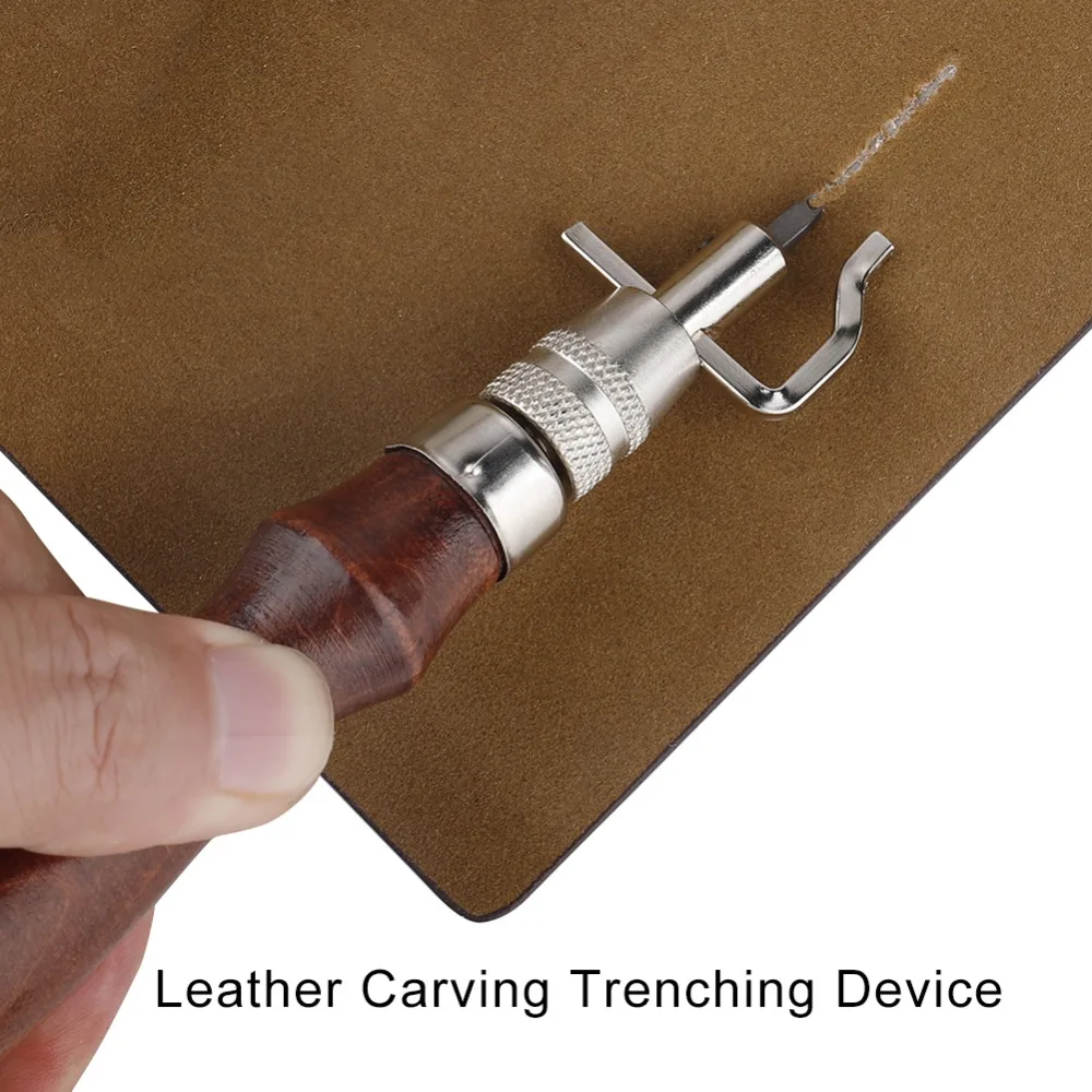 7-in-1 Multi-Functional Stitching Groover Tool Adjustable Depth Interchangeable Heads Leather Craft Groover Leather Edge Beveler