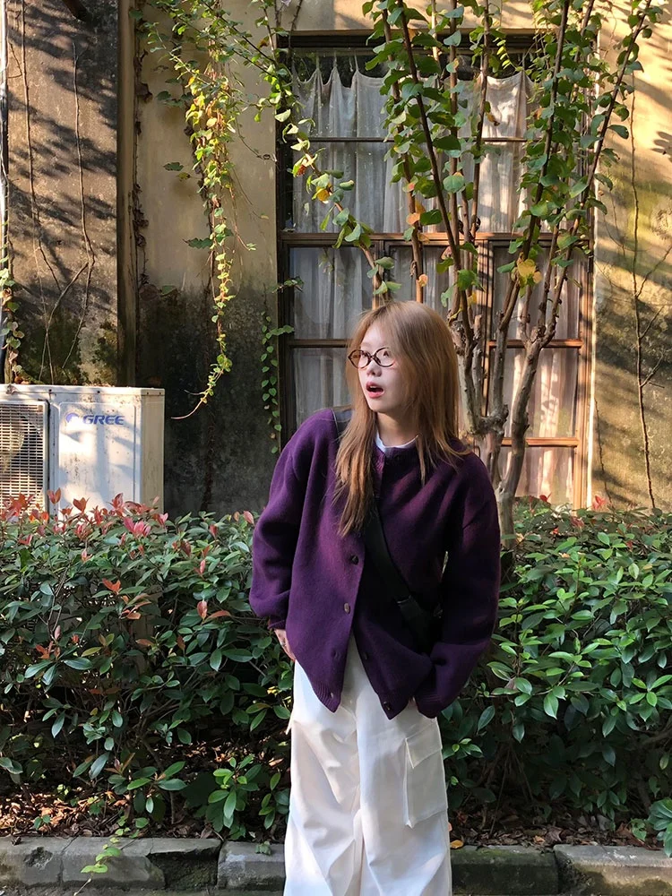 

Ele винтажный вязаный открытый кардиган, женский свободный длинный топ све, универсальный простой сарафан, осень 2021, мода для поездок на работу