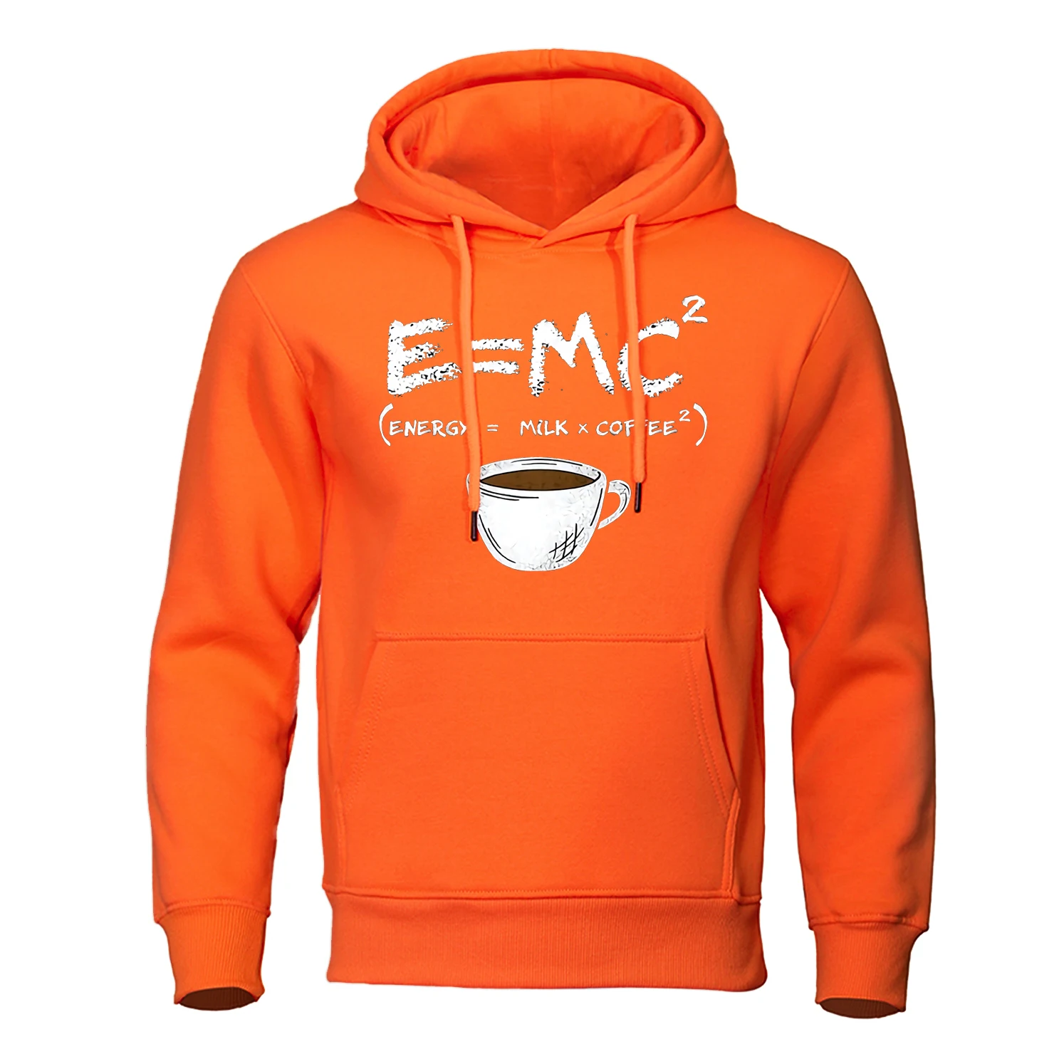 Energy=Milk+Coffee Printed Funny Fleece Hoodie Men's Loose Oversized Hoodies Fashion Casual Sweatshirt Street Hip Hop Hoody Man