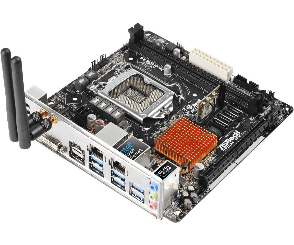 Imagem -02 - Placa-mãe Mini Itx ac Lga 1151 Intel Z170 2xddr4 32gb Pcie 3.0 4xsata3 Suporta 6ª 7ª Geração Intel I56500 Cpu Asrock-z170m-itx