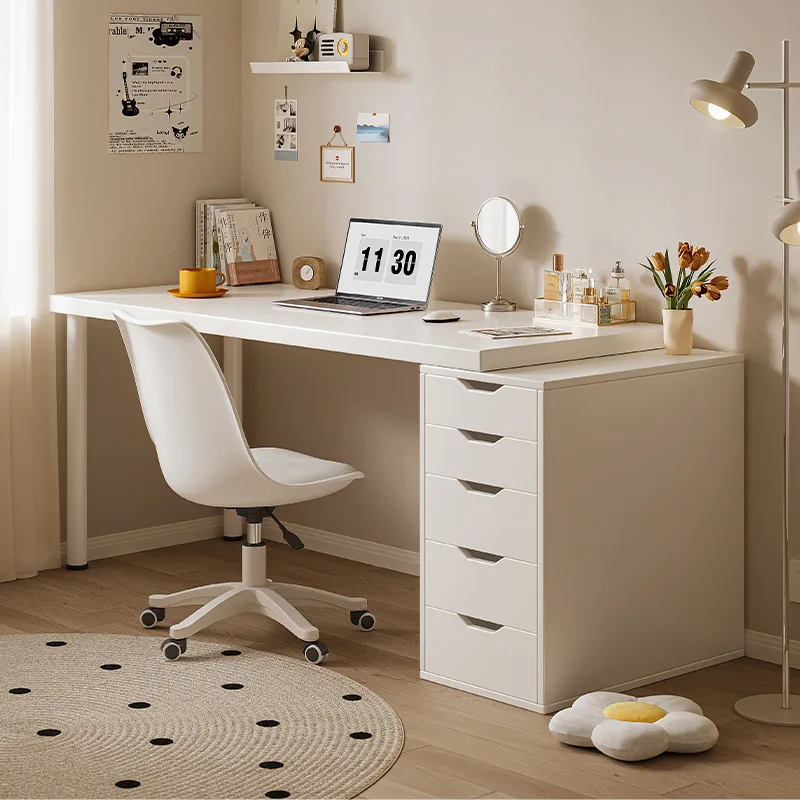

Desk Bedroom Girls Home Internet celebrity Computer Desk Dresser Integrated Cream Style Study Table Work Writing Desk
