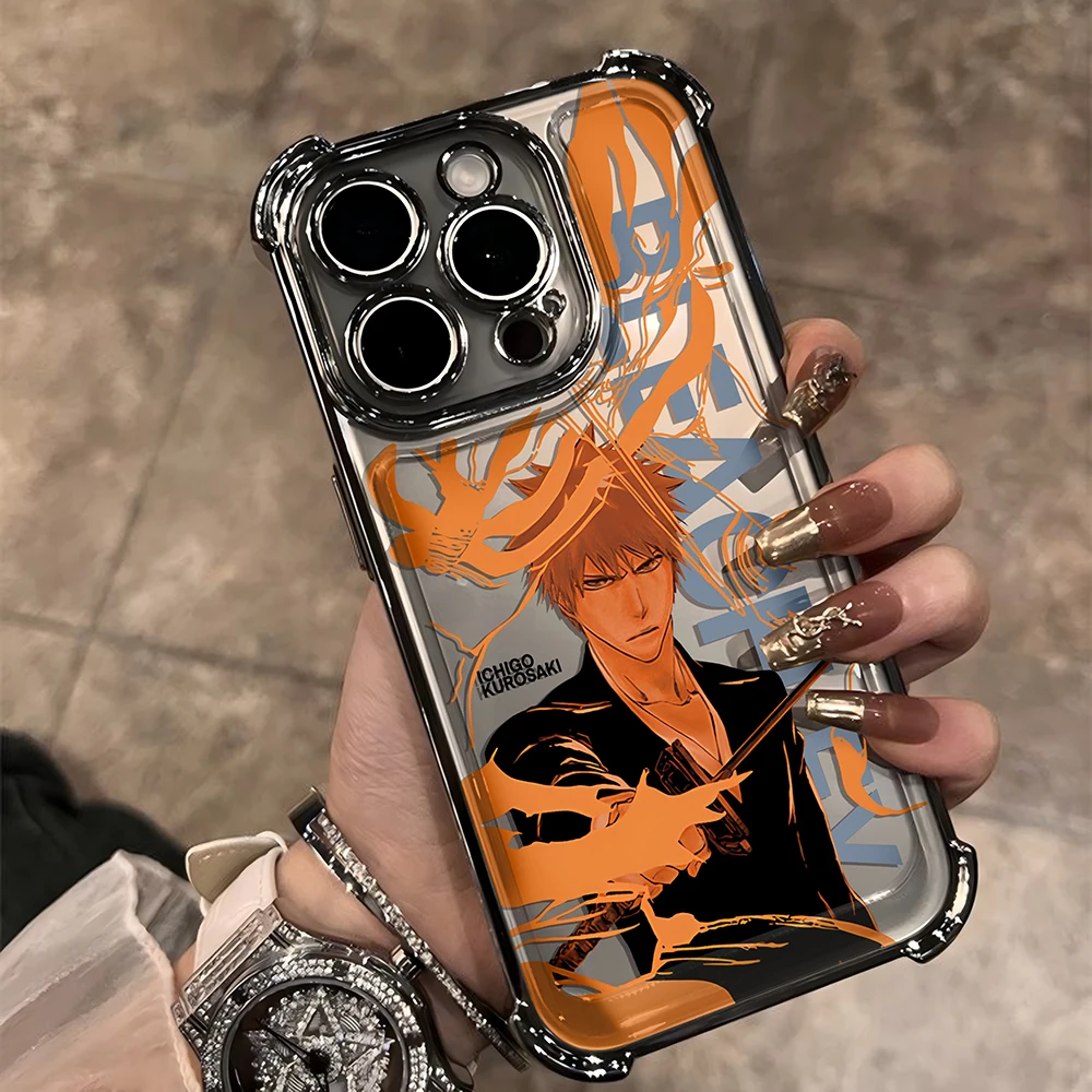 New HotAnime Cool BLEACH Plating Case For Samsung S24 S23 S22 S21 S20 FE Note20 Plus Ultra 4G 5G Anti Fall Airbag Back Cover