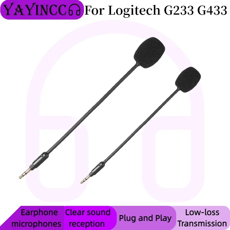 

YAYINCC Replacement Gaming Mics 3.5mm Game Microphone For Logitech G233 G433 Detachable microphone rod plug and play MIC 11.1