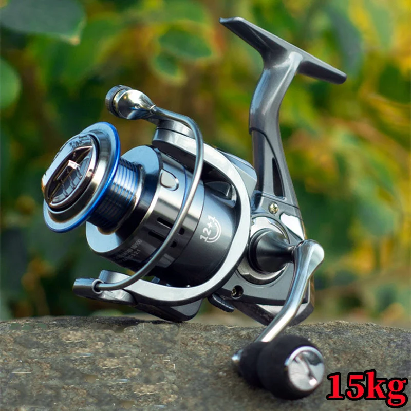 High Strength Body Spinning Fishing Reel 15KG Max Washer Drag For Sea Fishing Carp Fishing 5.2:1 Gear Ratio High Speed for Bait