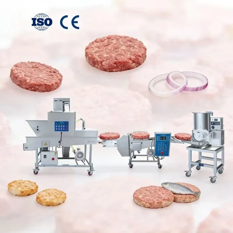 Automatic Meat Patty Forming Coating Machine Chicken Nuggets Battering Breading Machine Hamburger Patty Making Processing Line