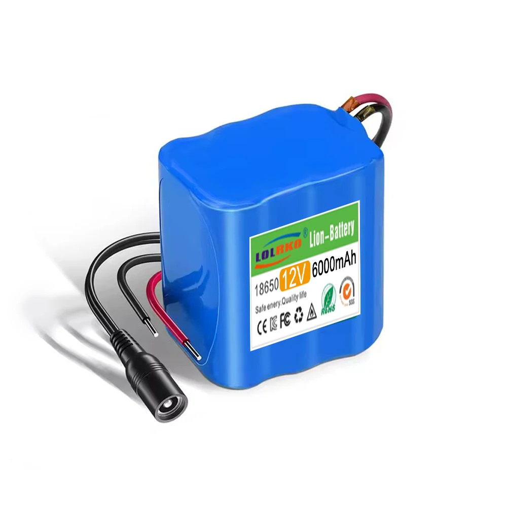 3S2P 12V 6000mAh Portable Battery 6Ah Rechargeable Lithium Battery Pack for 12V Devices, RC Car, Boat, Robot, LED,12V DlY device
