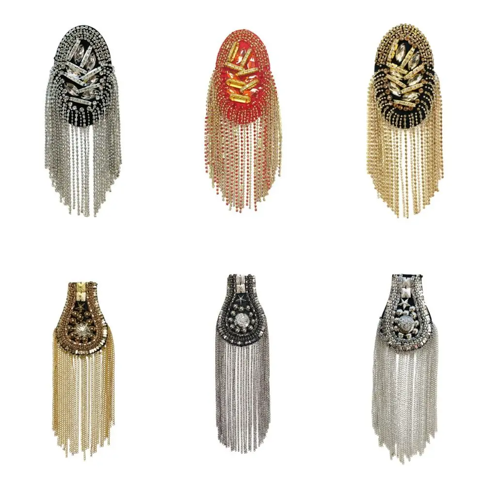 New Long Chain Shoulder Tassel Epaulet Detachable Rhinestone Shoulder Epaulettes Badge Jewelry