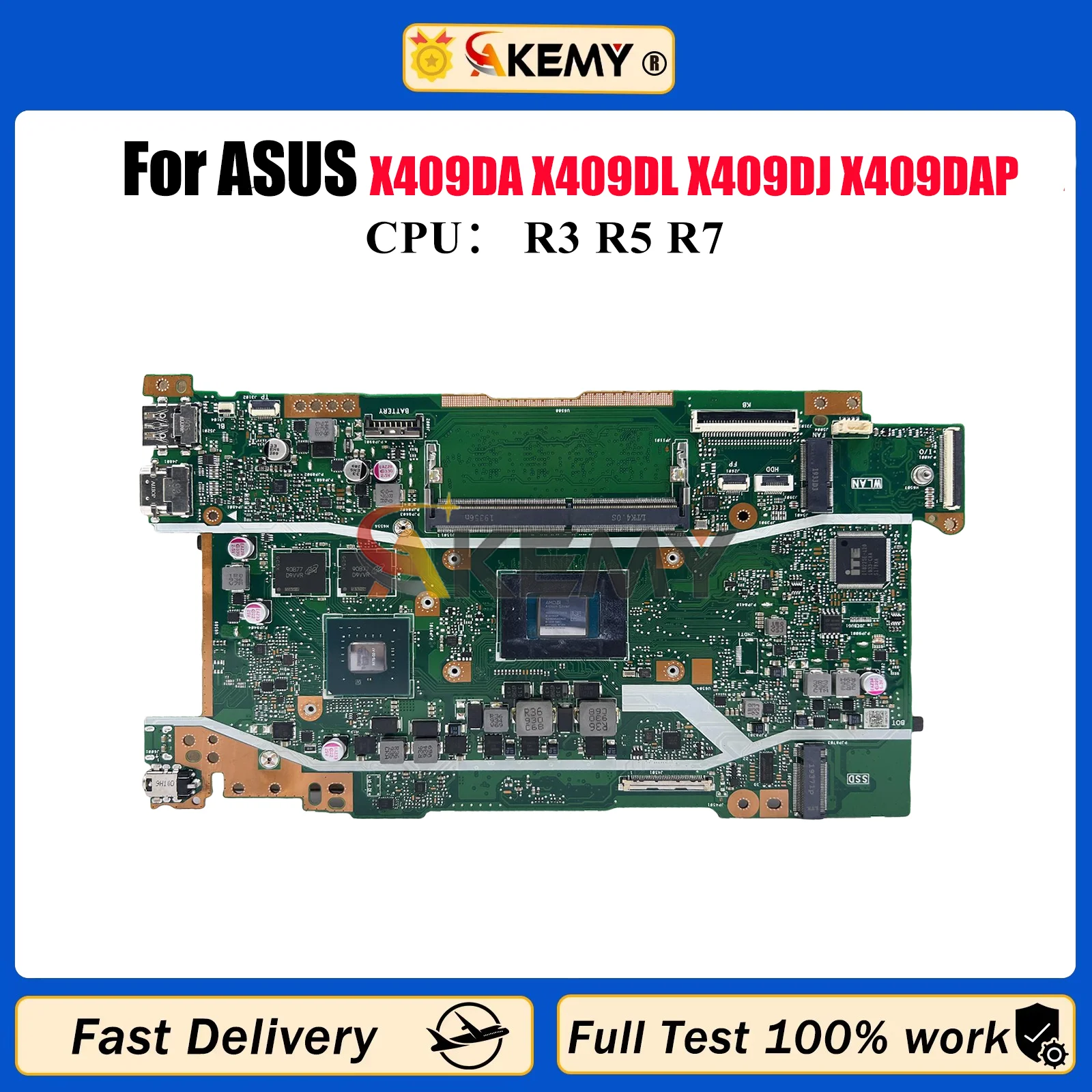

X409DL Laptop Motherboard For ASUS X409D M409D M509D D409D D509D Y4200D FL8700DA X409DL X409DJ X409DAP Mainboard W/ R3 R5 R7 CPU