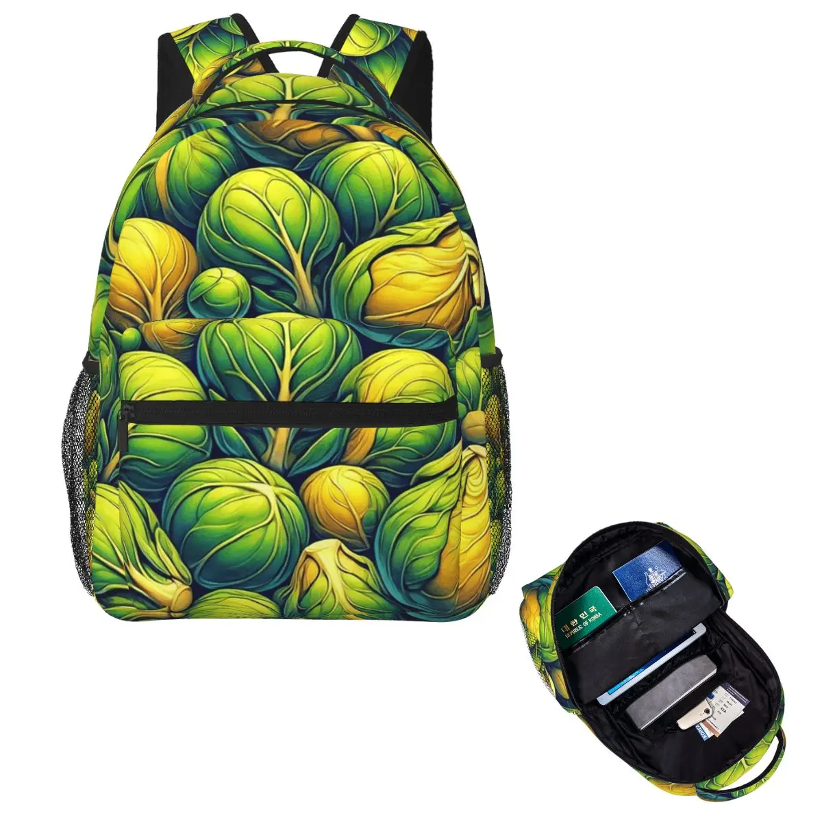 Festive Brussel Sprouts Vegetable Student Backpack School Bag Hiking Travel Daypack for Men Women Fashion Bookbag Shoulder Bags