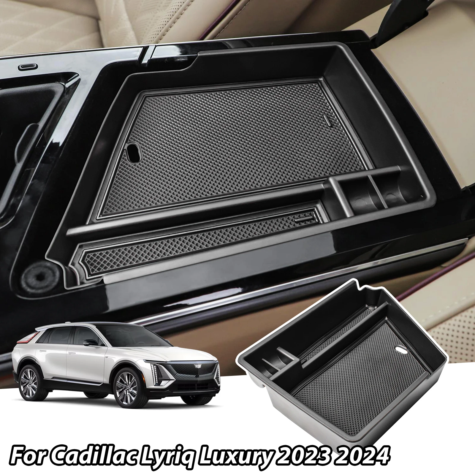 

Armrest Storage Box Tray for Cadillac Lyriq Luxury 2023 2024 Center Console Organizer Car Storage ABS Accessories Interior Box