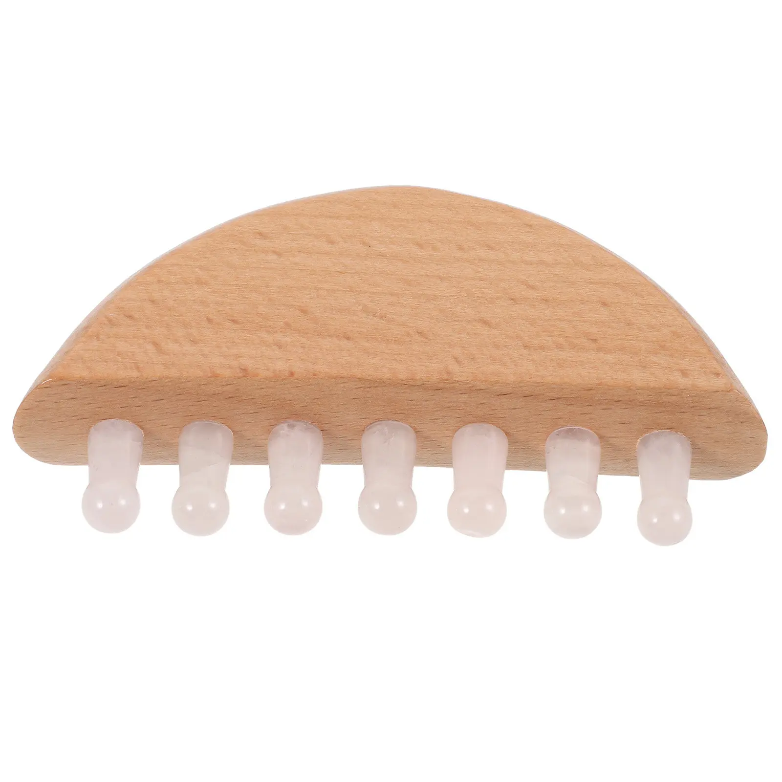 Rose Quartz Mini Wooden Comb Smooth Massage Scalp Massager Wide Tooth Hair Detangler for Travel Home Massager Scalp Comb