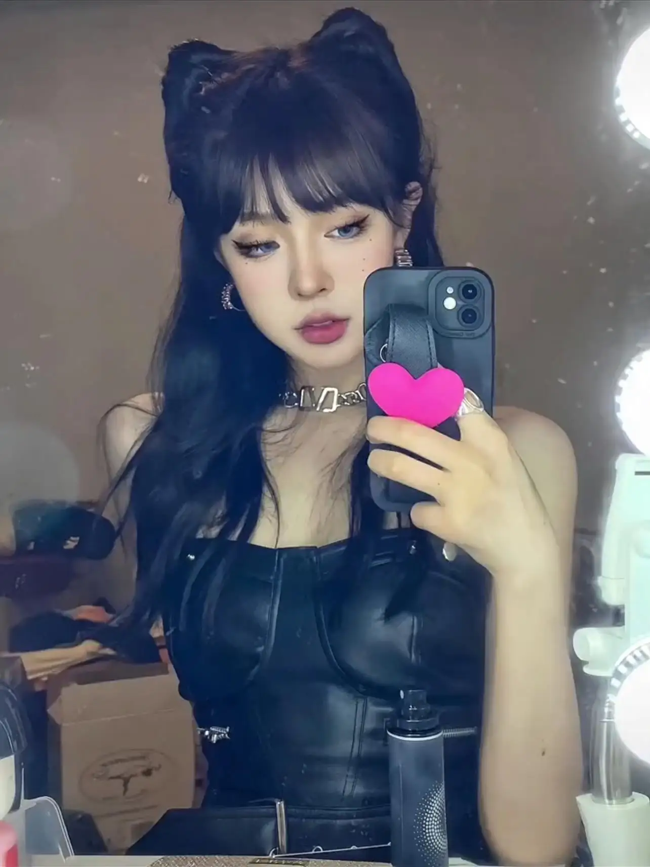 Sweet Cool Pink PU Leather Crop Top for Women Short Style Music Festival Dance Party Outfit Casual Streetwear Fashion