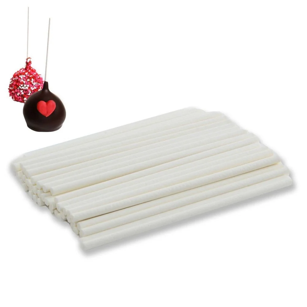 Lolly Sticks En Cake Pops Papier Wit 11.5 Cm 50 Stuks