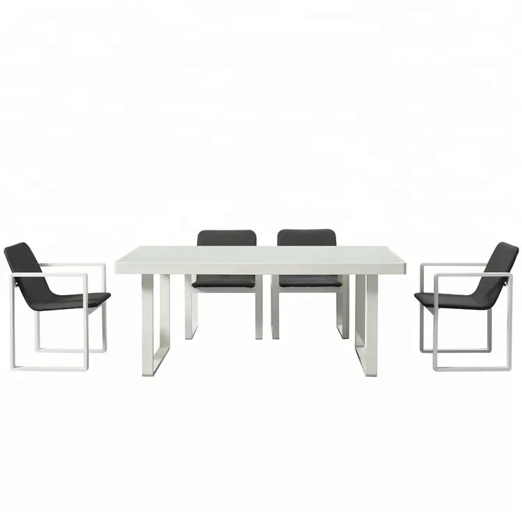 

# White Modern 7 Piece Patio Porch Set Furniture Outdoor Garden Aluminum Dining Table And 6 Seater Chairs For Outside #