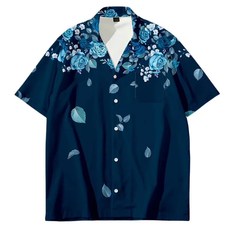 New Casual Short Sleeve Shirts for Men And Women Leaves Painting  Hawaiian Vintage Summer Streetwear