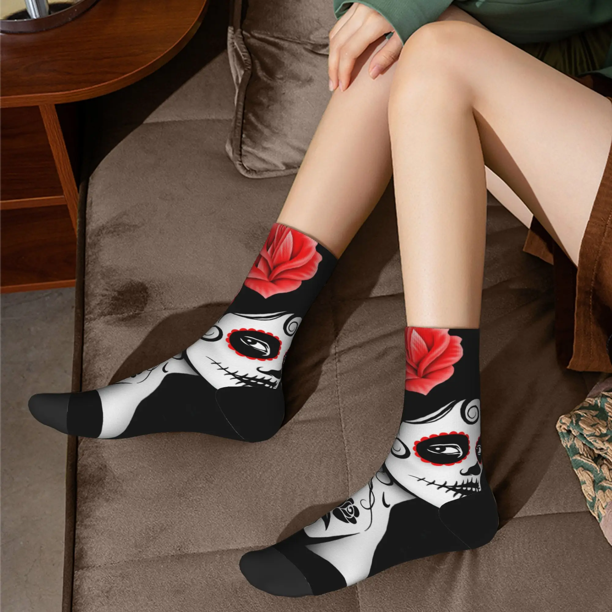 Day of the Dead Sugar Skull Girl 1 Socks Men's Women Polyester Fashion Socks Spring Summer Autumn Winter Middle Tube Socks Gift