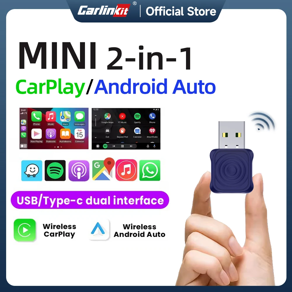 New Carlinkit Android Auto Wireless Adapter Mini Box Smart Tv Box CarPlay Android Auto 2 in1 Fast Connect For Toyota Mazda Audi