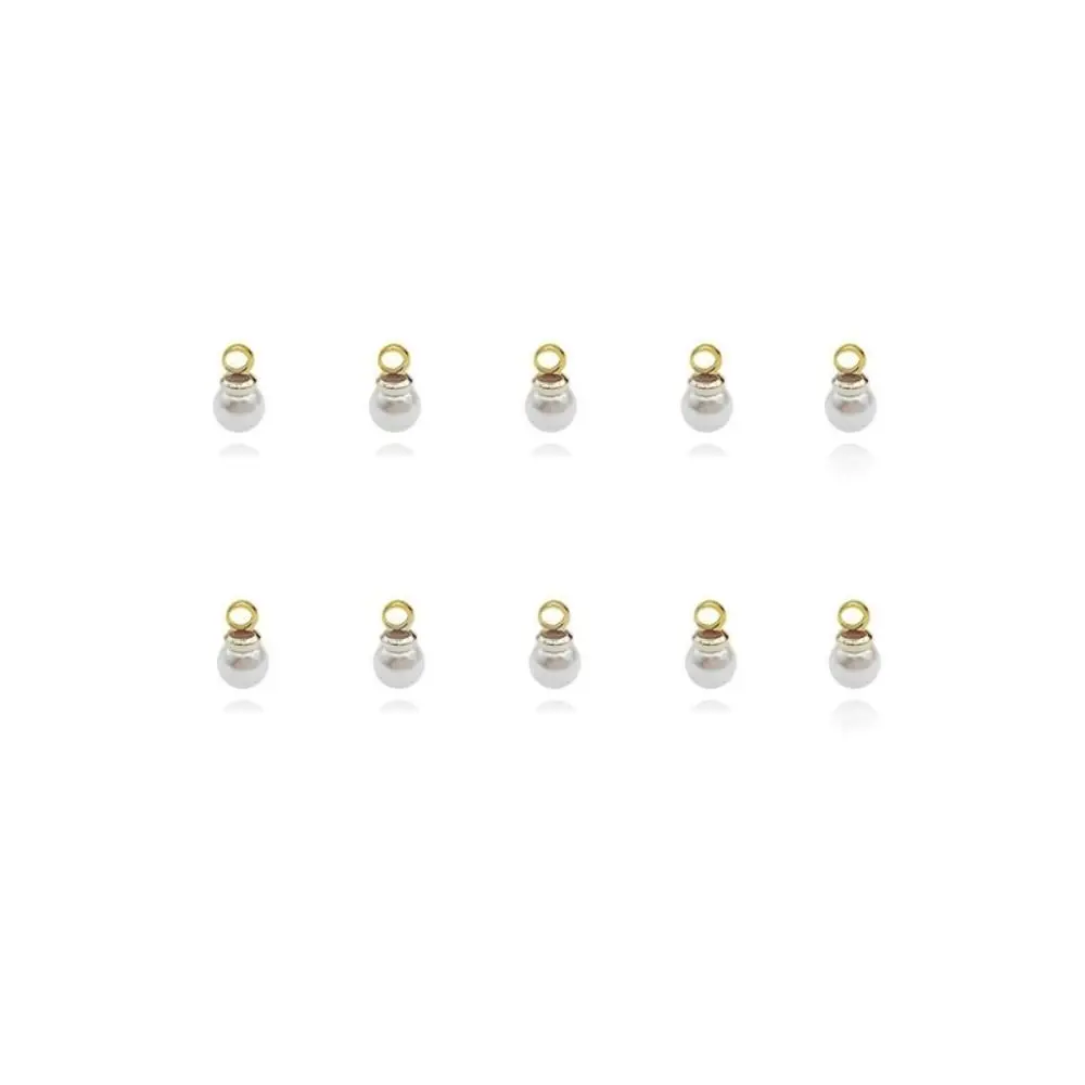 10PCS Clothes Decor Artificial Pearl Handmade ABS Pearl Buttons for Sweater Round Silver DIY Dangle Earrings Pendant Zipper