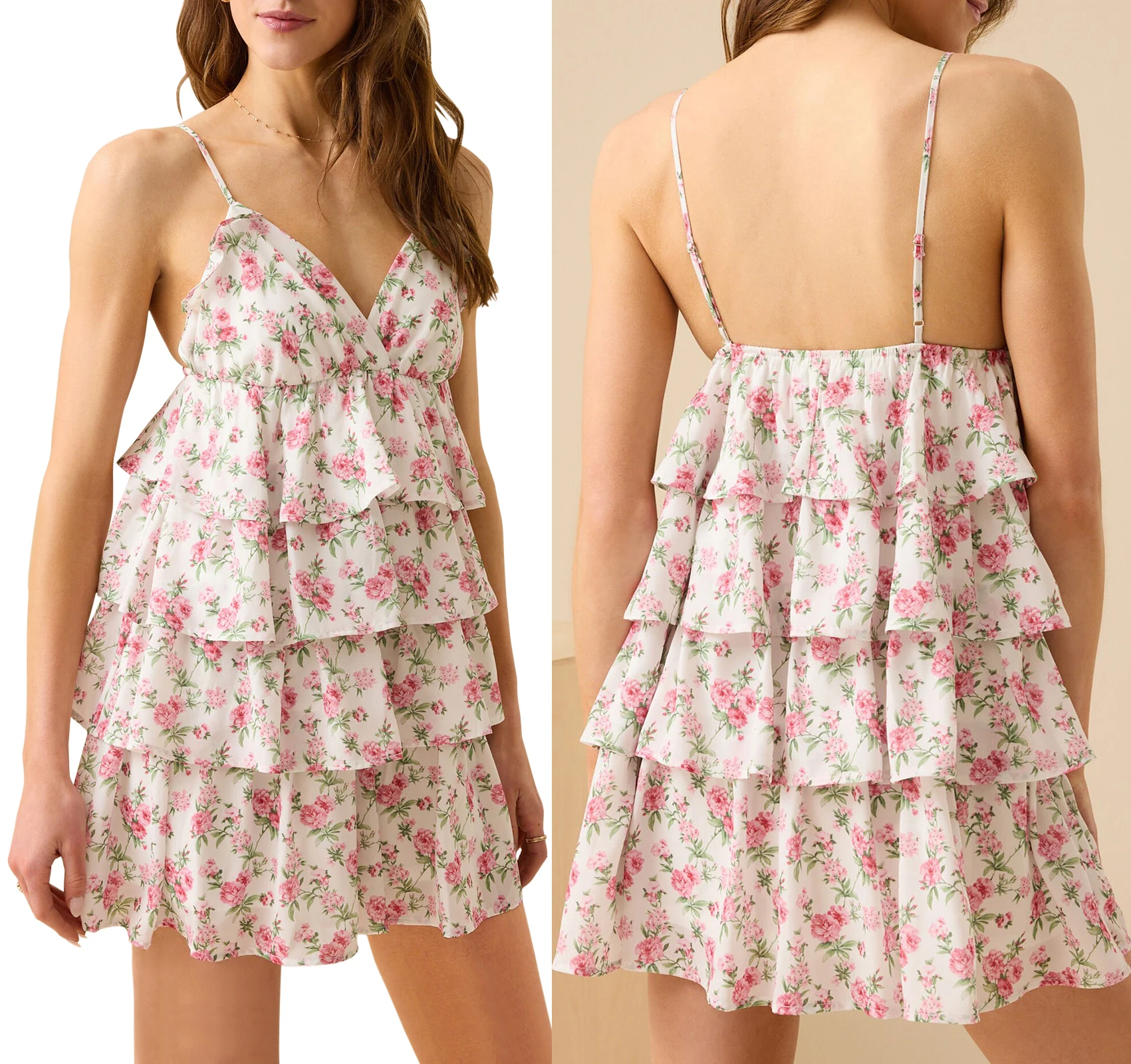 Novas mulheres praia sem mangas em camadas vestido de verão floral impressão com decote em v sem costas mini vestido de festa para férias cocktail streetwear