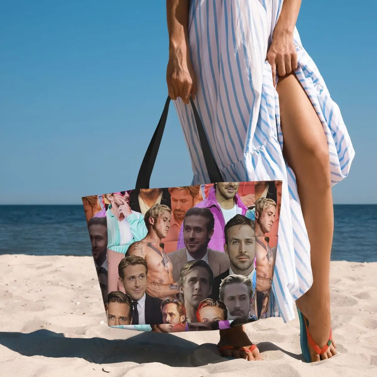 

Ryan Gosling Photo Collage Beach Tote Bag Sport Gym Yoga Duffle Large Tote Bag Women Travel Bag Fitness bag