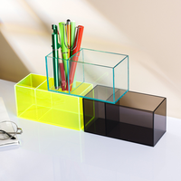 Transparent Color Acrylic Pen Holder, Student Stationery Finishing Storage Box, Simple Personality Desktop Sundries Storage Box