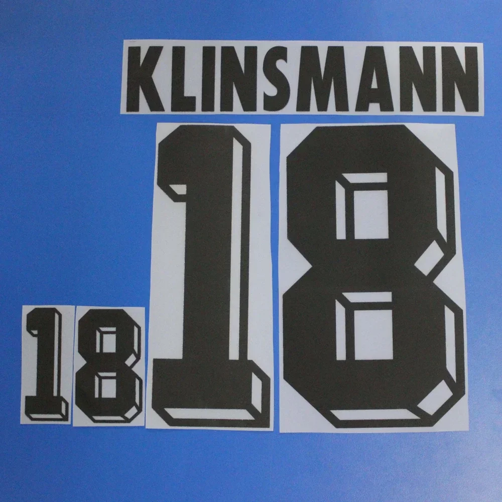 Velvet material 1990 1991 1992 World MATTHAUS 10 KLINSMANN 18 soccer number font print, Hot stamping