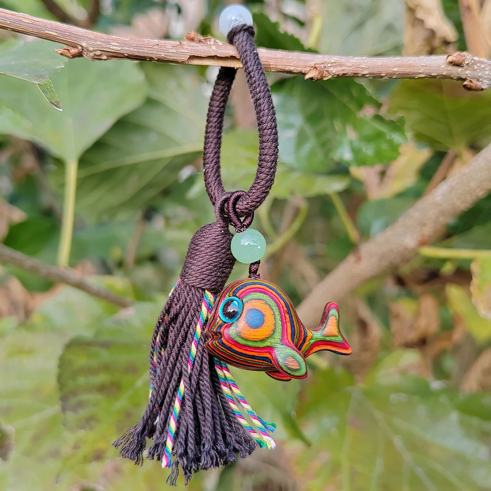1.3 Inch Colorful Wooden Whale Pendant, Hand-Carved, Cartoon Style, Ocean Life Theme, Suitable for Office Decorations, Christmas Ornaments, Hanging Decorations, Bedroom Pendants, Housewarming Gifts, Back-To-School Season Gifts, Bag Pendants