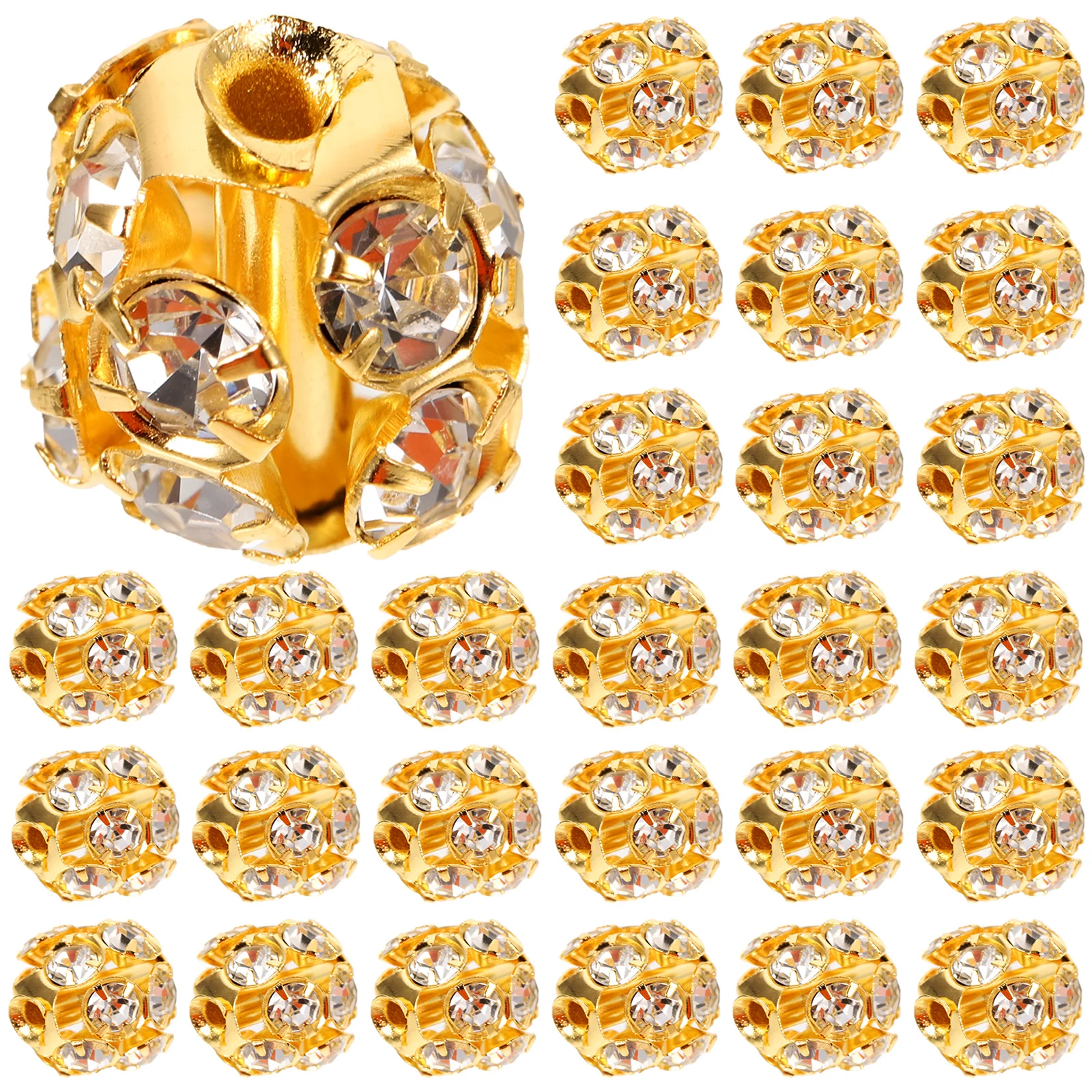 

90 Pcs Accessories Diamond Ball Bracelet Beads Spacer Jewelry Making Copper Women Round