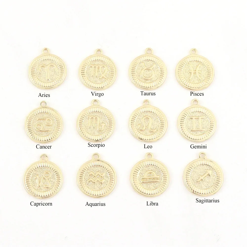 خمر جولة زودياك قلادة قلادة للنساء مطلية بالذهب الفولاذ المقاوم للصدأ سلسلة كوكبة قلادة عيد ميلاد مجوهرات هدية