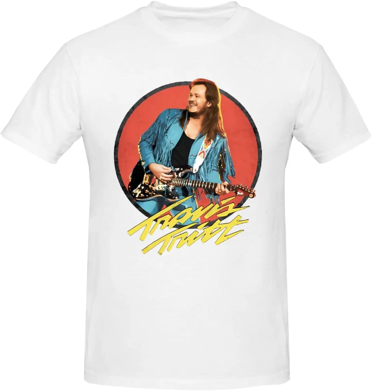 Travis Music Tritt Shirt Fashion Performance Basic Short Sleeve T-Shirt, Classic Crew Neck Casual Top White XX-Large